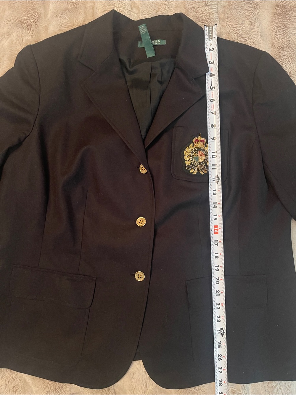 Ralph Lauren Black Blazer with Embroidered Crest and Gold Buttons - Picture 5 of 9